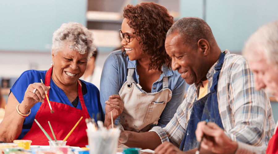 a group of older canadians enjoying art